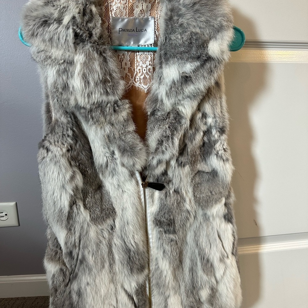 Patricia Luca Gray Faux Fur Vest